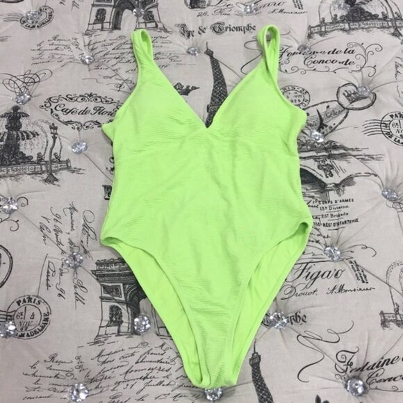 TOPSHOP Crinkle Plunge Swimsuit - Picture 4 of 9